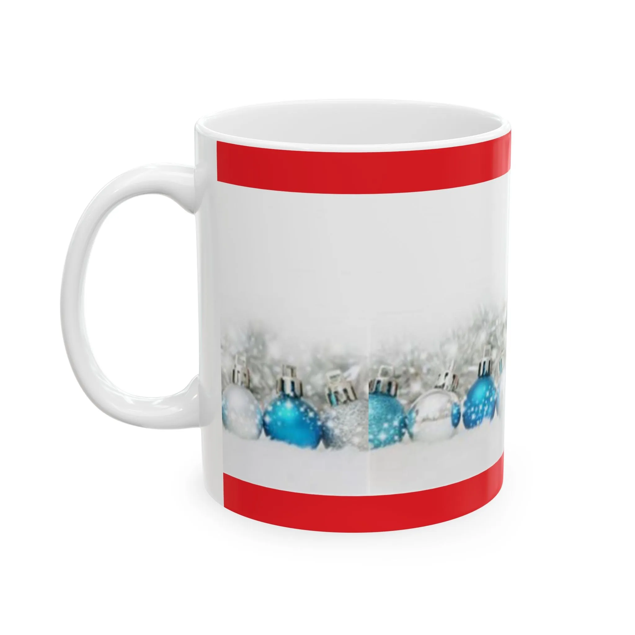 Princess Grace Festive Ceramic Mug with Holiday Ornaments Design - Perfect for Christmas Tea or Coffee