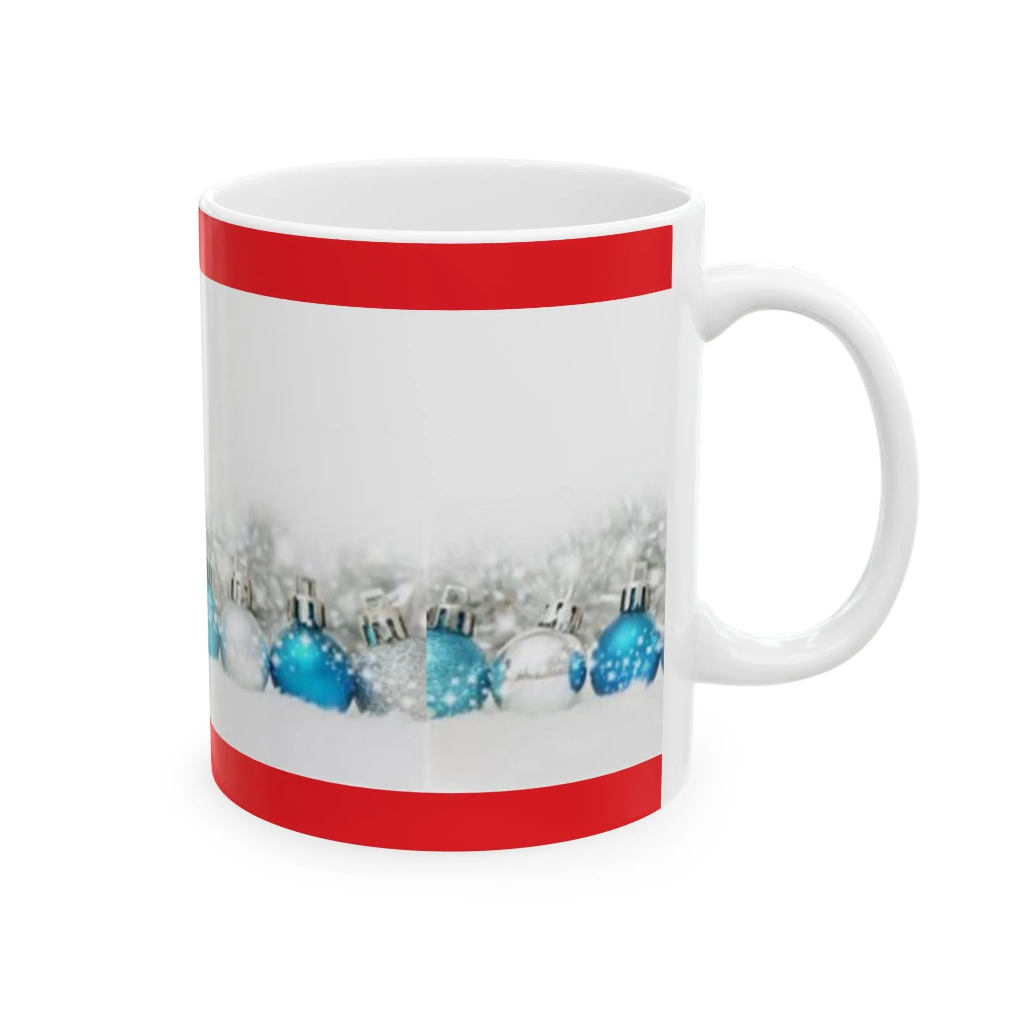 Princess Grace Festive Ceramic Mug with Holiday Ornaments Design - Perfect for Christmas Tea or Coffee