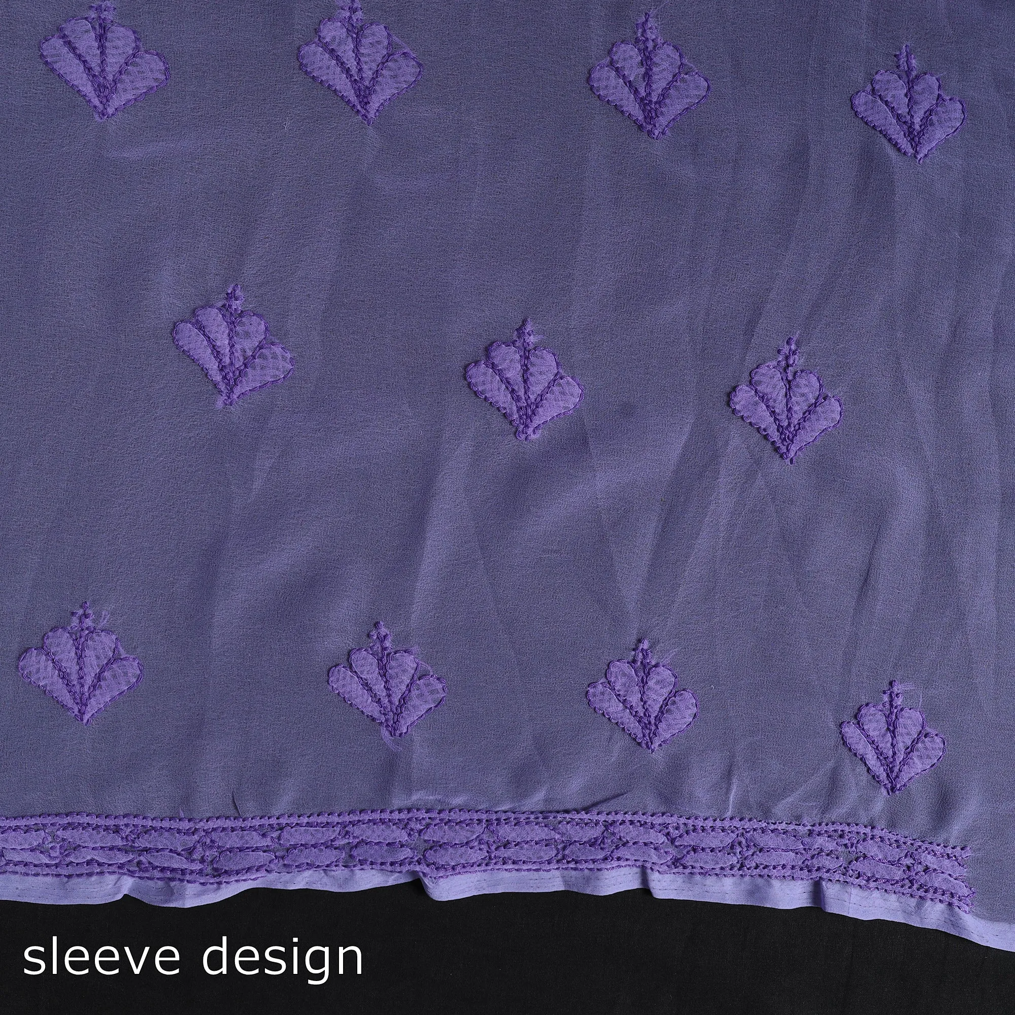 Purple - 3pc Hand Embroidery Georgette Chikankari Dress Material 20