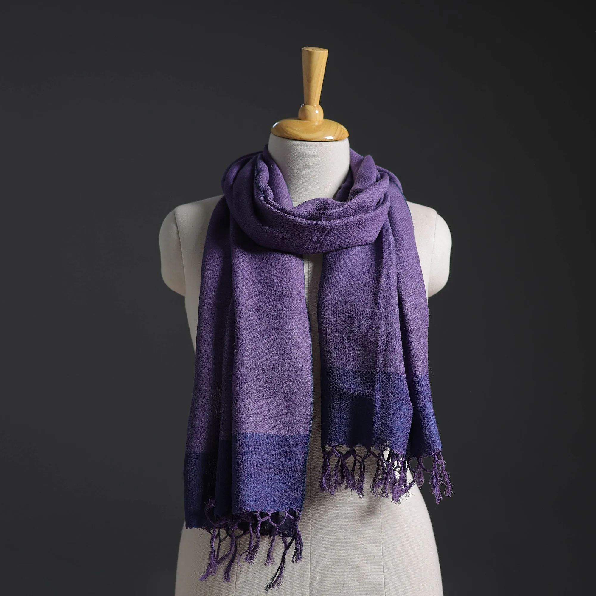 Purple - Kumaun Handwoven Merino Wool x Cotton Stole 207