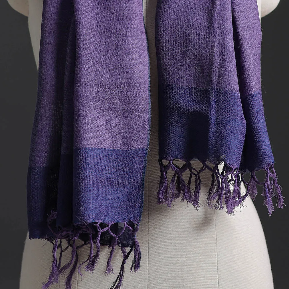 Purple - Kumaun Handwoven Merino Wool x Cotton Stole 207