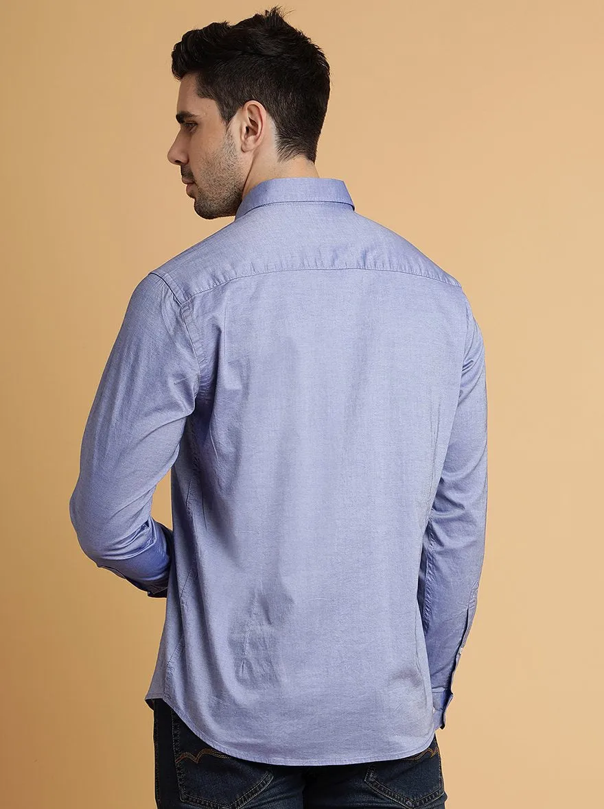 Purple Solid Smart Fit Semi Casual Shirt | Greenfibre