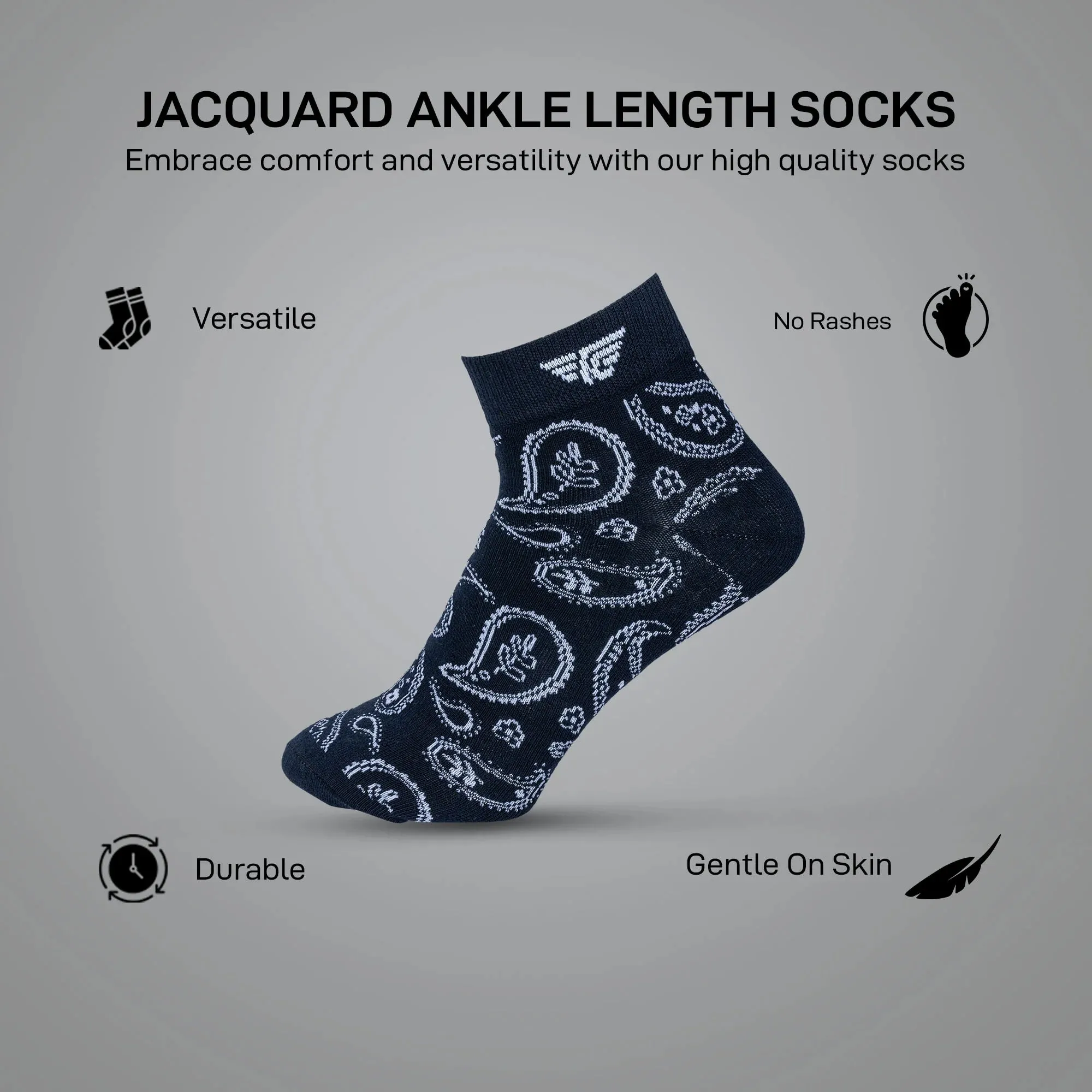 Red Tape Jacquard Ankle Length Socks for Men | Pack of 3