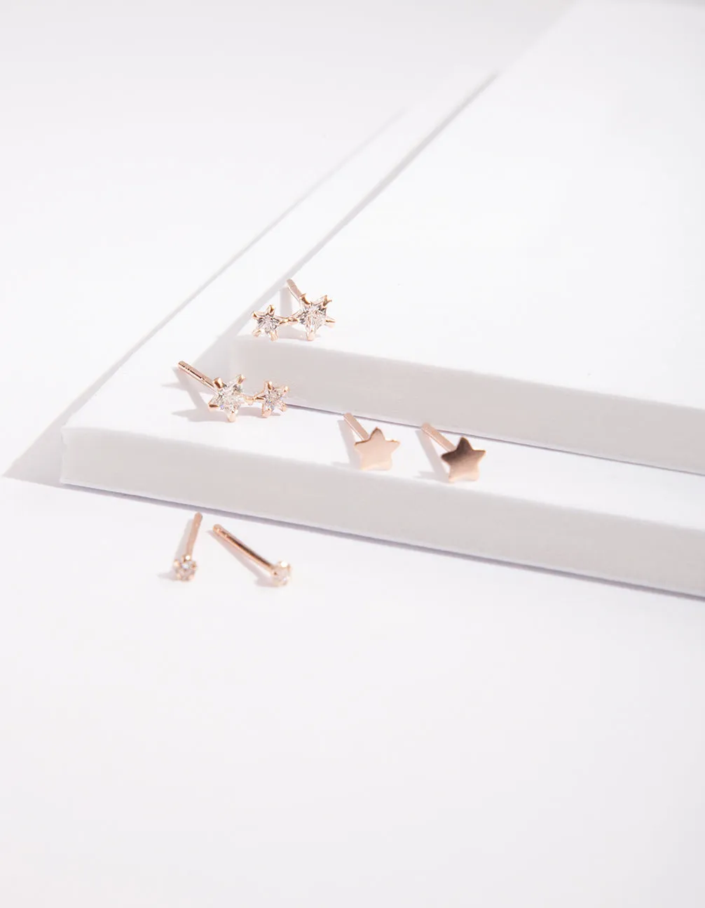 Rose Gold Plated Celestial Stud Earring 3 Pack