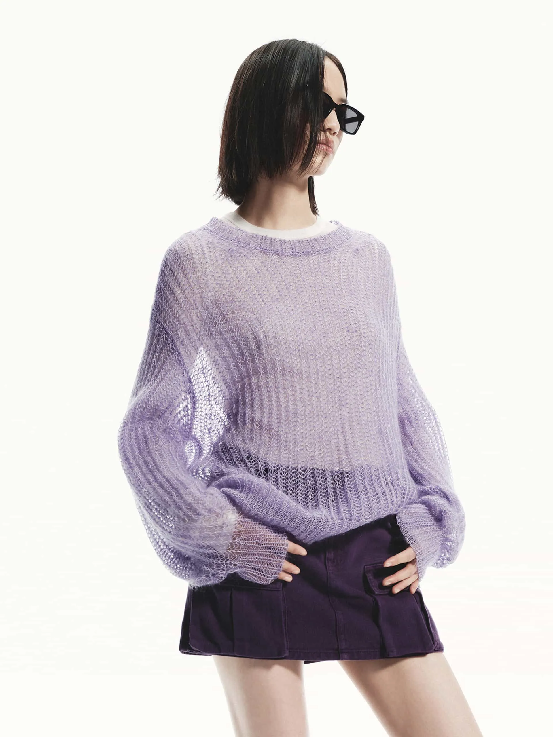 Sheer Crochet knit Sweater