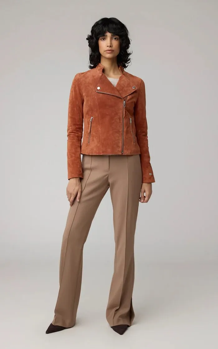 SOIA&KYO SASKIA - Slim-Fit Suede Jacket With Stand Collar