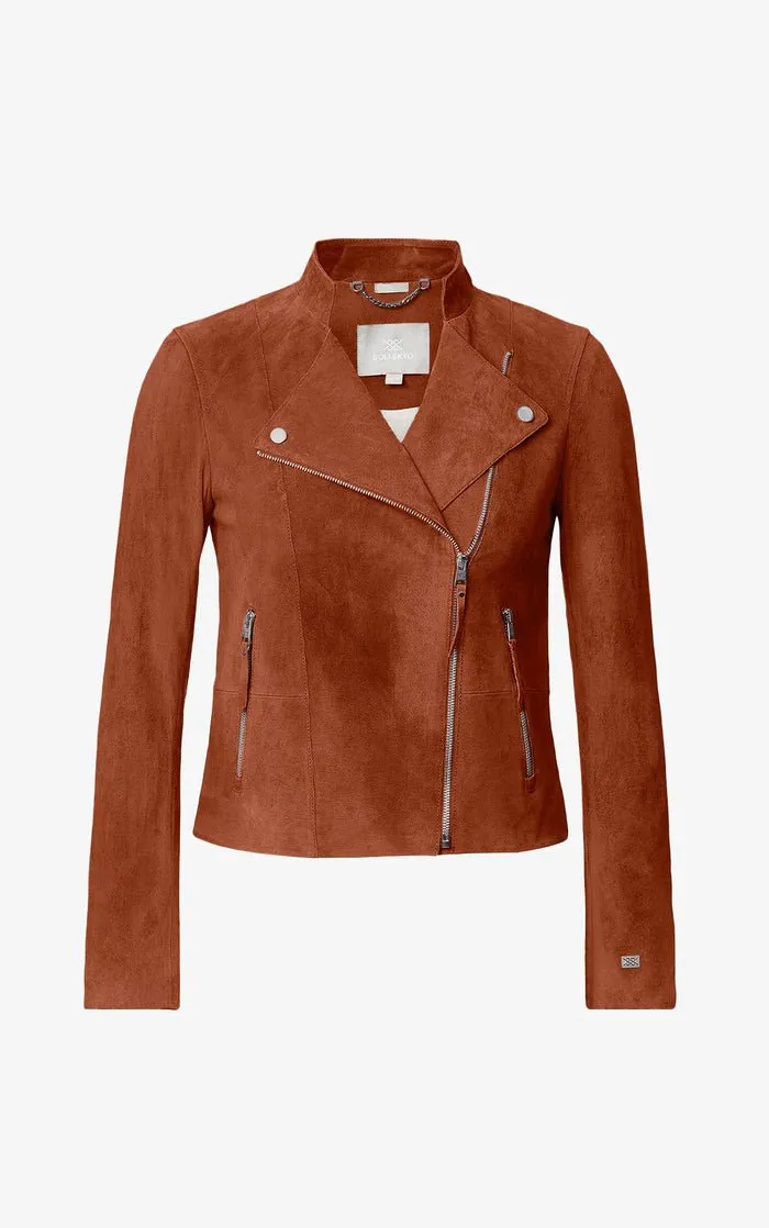 SOIA&KYO SASKIA - Slim-Fit Suede Jacket With Stand Collar