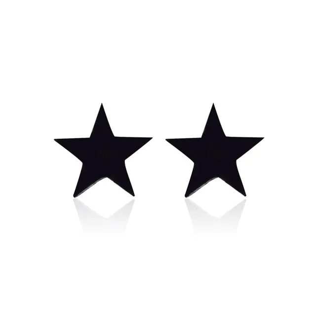 Stainless Steel Earrings Geoemetric Women Men Hip hop Black Three Star Triangle Stud Earring Fashion Jewelry Gift Friend