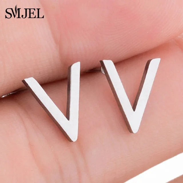 Stainless Steel Earrings Geoemetric Women Men Hip hop Black Three Star Triangle Stud Earring Fashion Jewelry Gift Friend