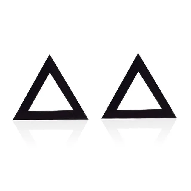 Stainless Steel Earrings Geoemetric Women Men Hip hop Black Three Star Triangle Stud Earring Fashion Jewelry Gift Friend