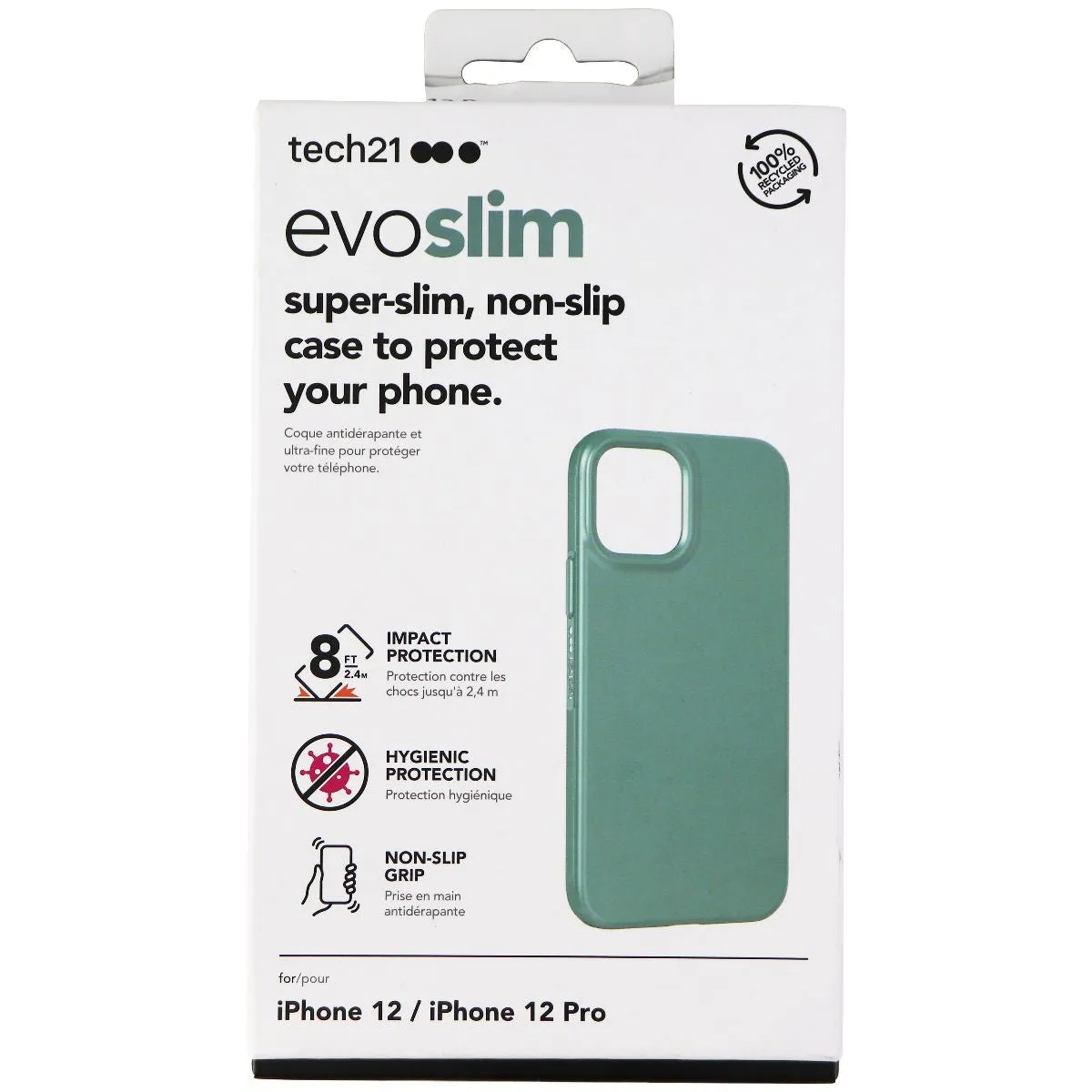 Tech21 Evo Slim Series Case for Apple iPhone 12 Pro & iPhone 12 - Midnight Green