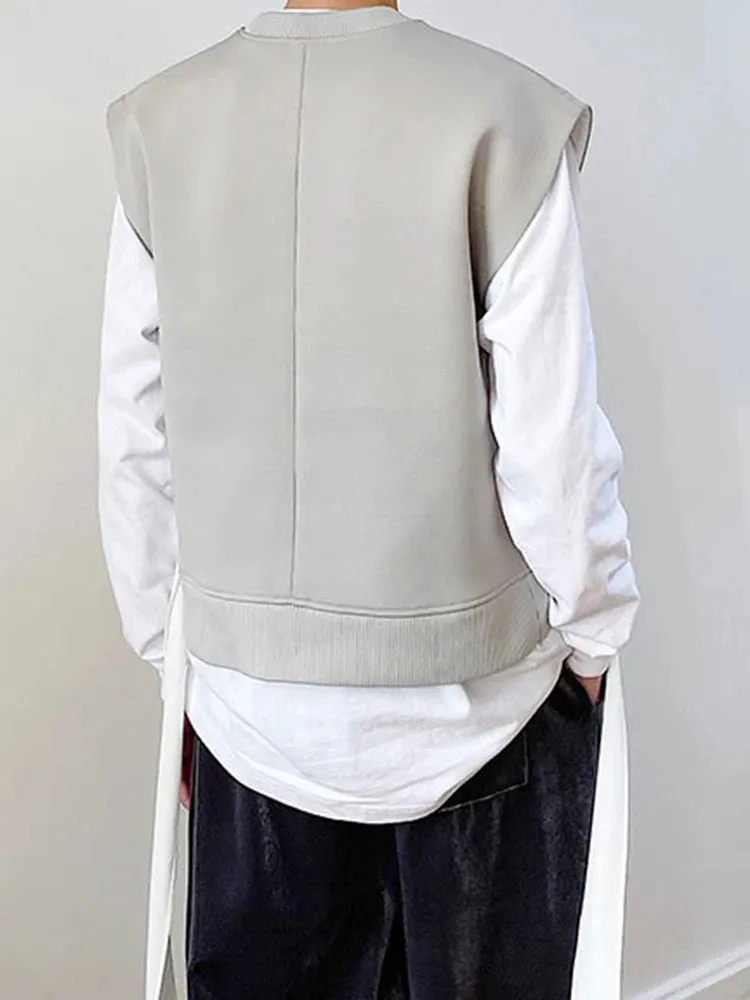 TEEK - Gray Ribbon Irregular Casual Vest