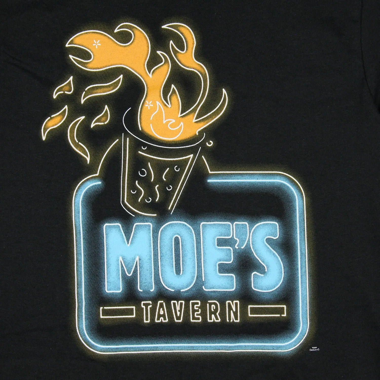 The Simpsons Shirt Men's Moe's Tavern Flaming Moe Neon Sign Logo T-Shirt Tee