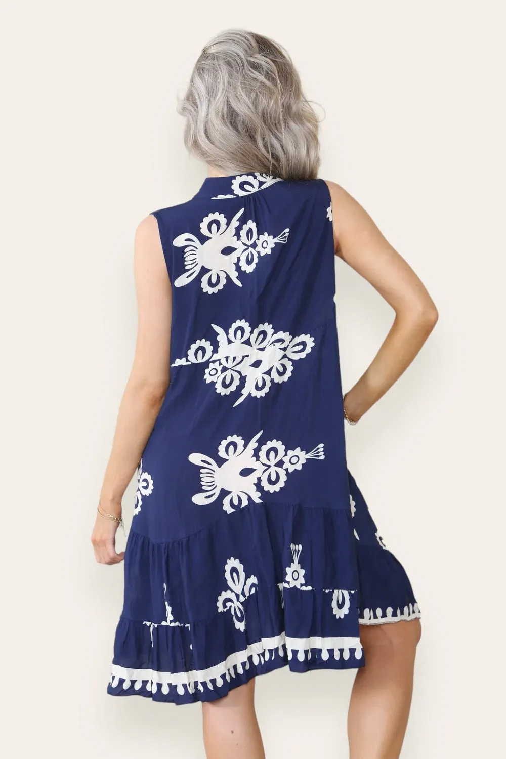 Umi Printed Sleeveless Smock Dress