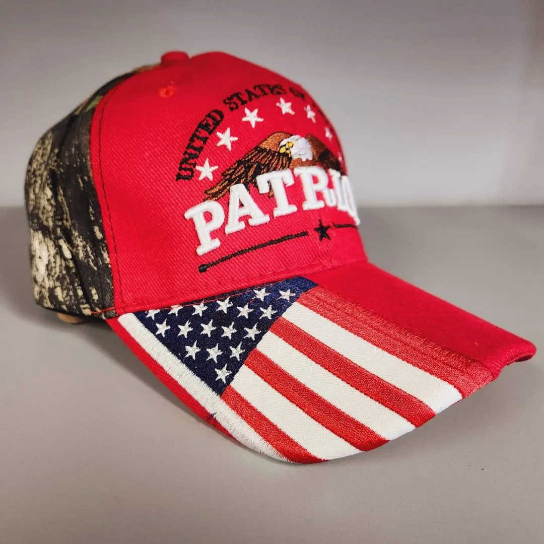 United States of America Patriot Hat with Flag Bill (Red)