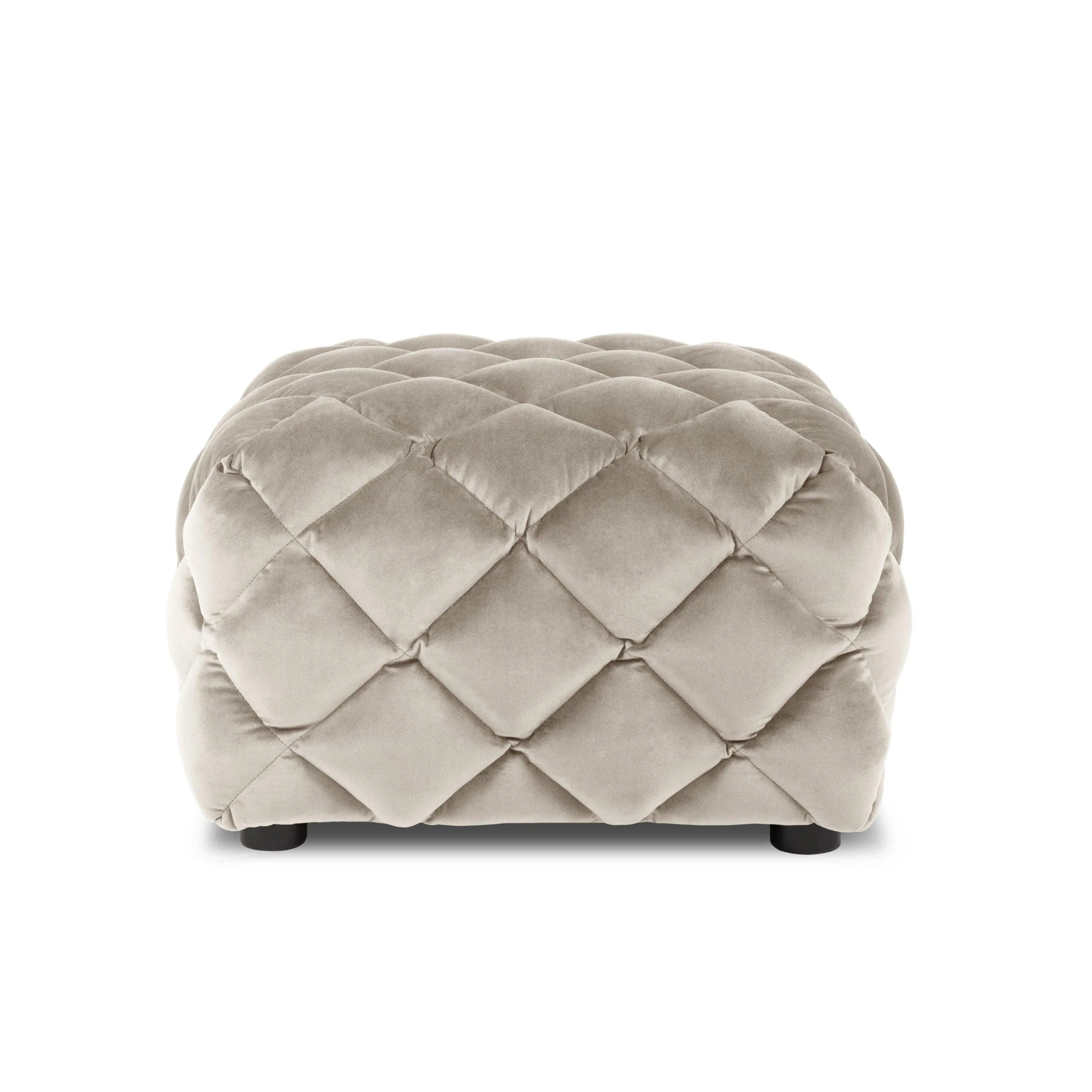 Velvet pouffe FLANDRIN beige