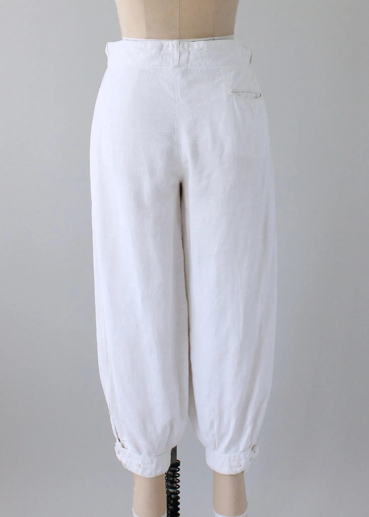 Vintage 1920s White Linen Plus Fours Breeches