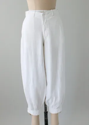 Vintage 1920s White Linen Plus Fours Breeches