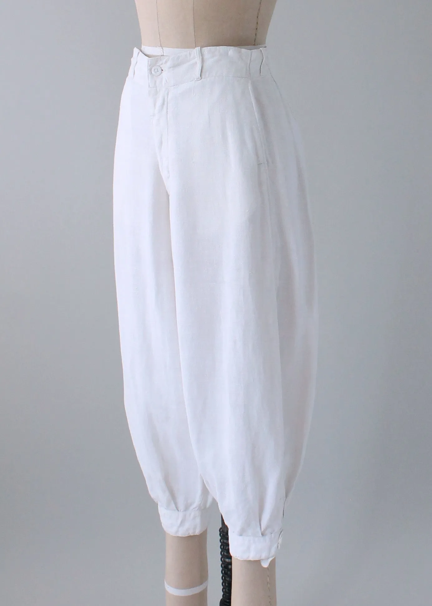 Vintage 1920s White Linen Plus Fours Breeches