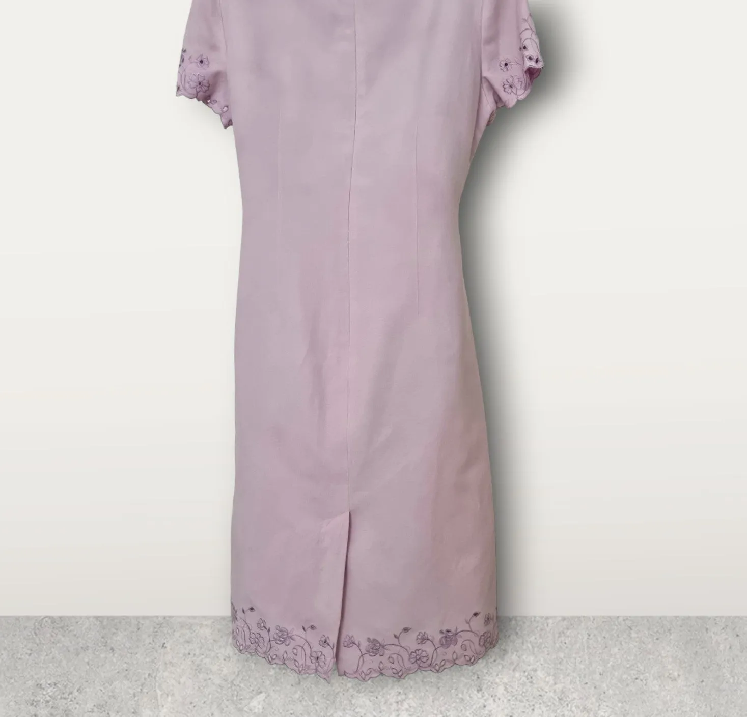 Viyella Vintage Lilac Broderie Anglais Dress UK 10 US 8 EU 38