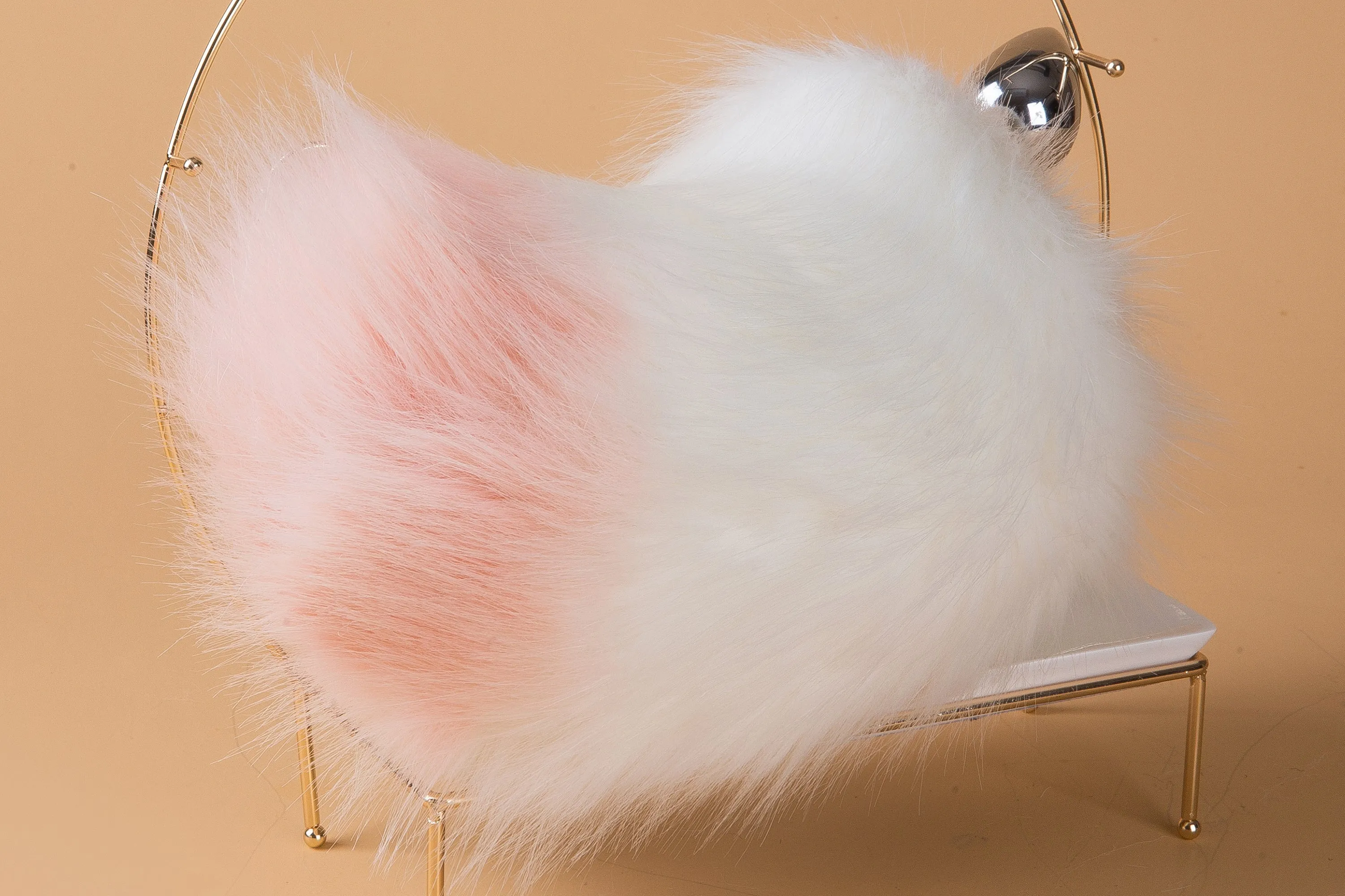 white pink faux fur bunny tail plug and ear set neko cosplay anime cosplay neko ear and tail kitten rabbit tail butt plug and ear set