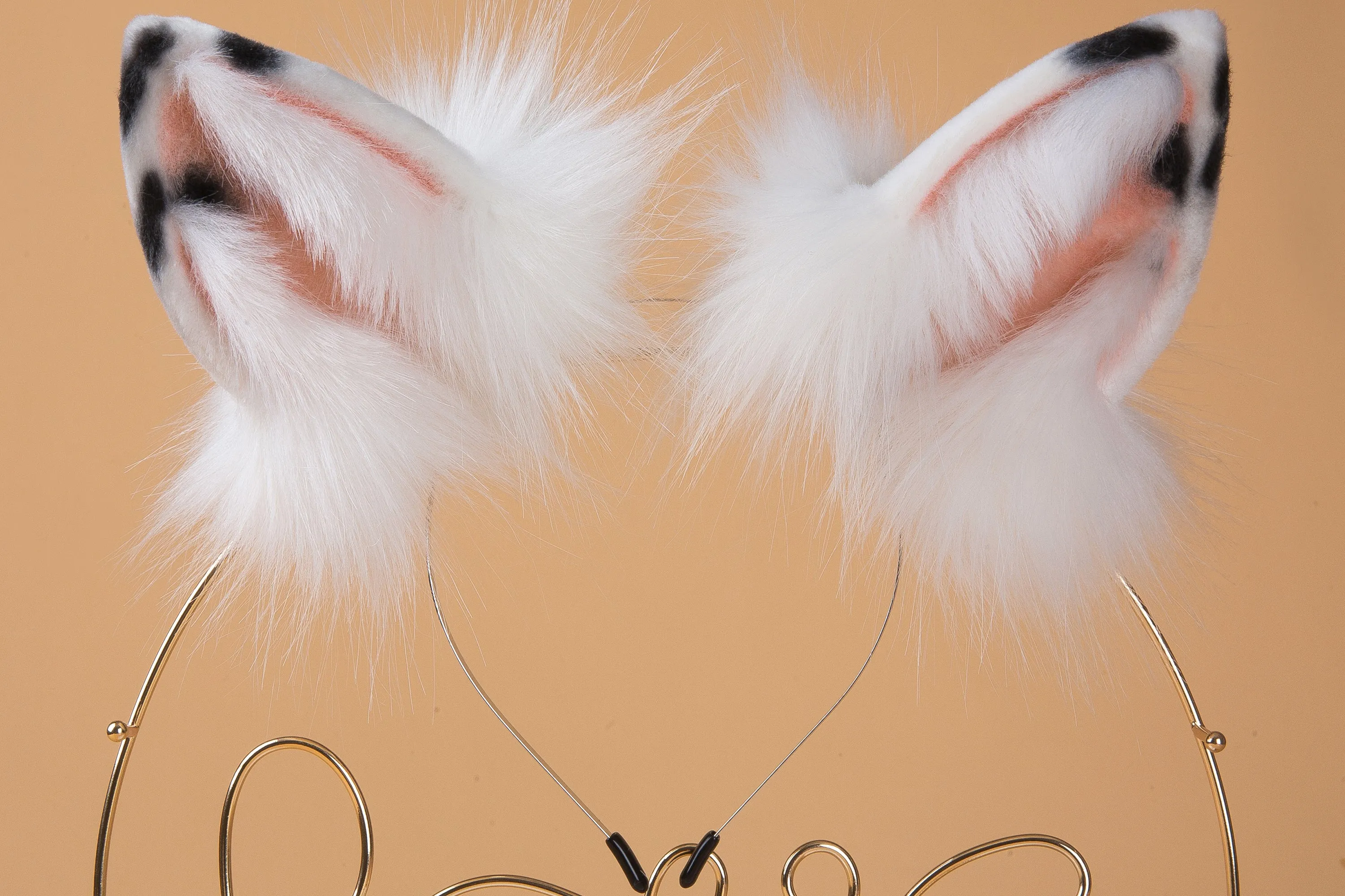 white pink faux fur bunny tail plug and ear set neko cosplay anime cosplay neko ear and tail kitten rabbit tail butt plug and ear set