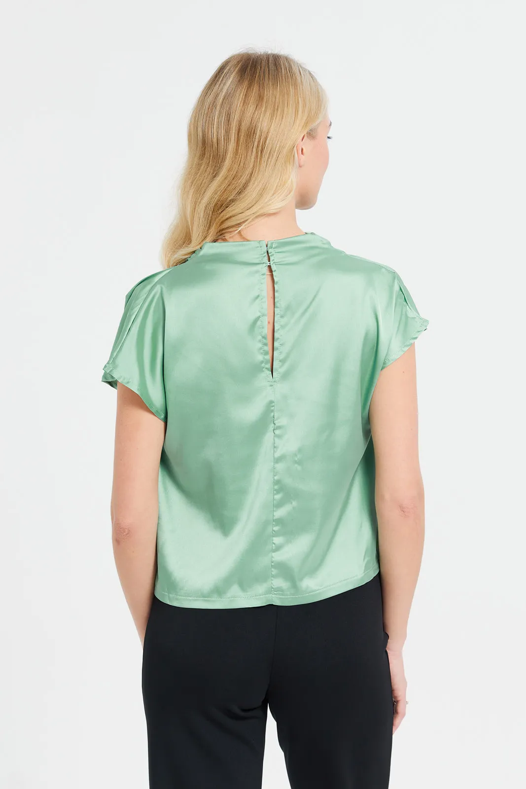 Woman Green Satin Blouse