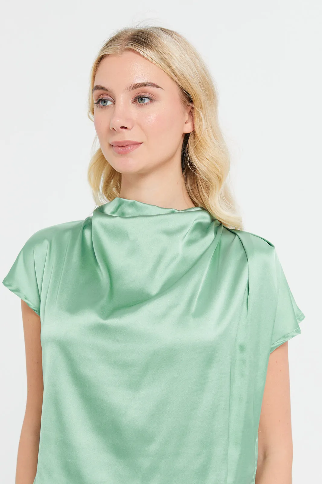 Woman Green Satin Blouse