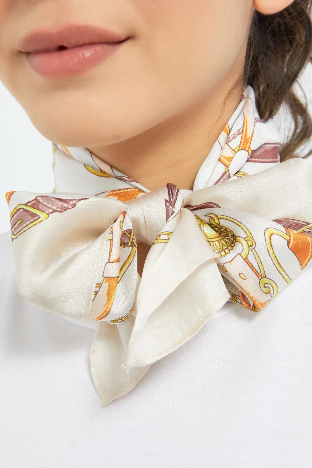 Women Beige Printed Scarf