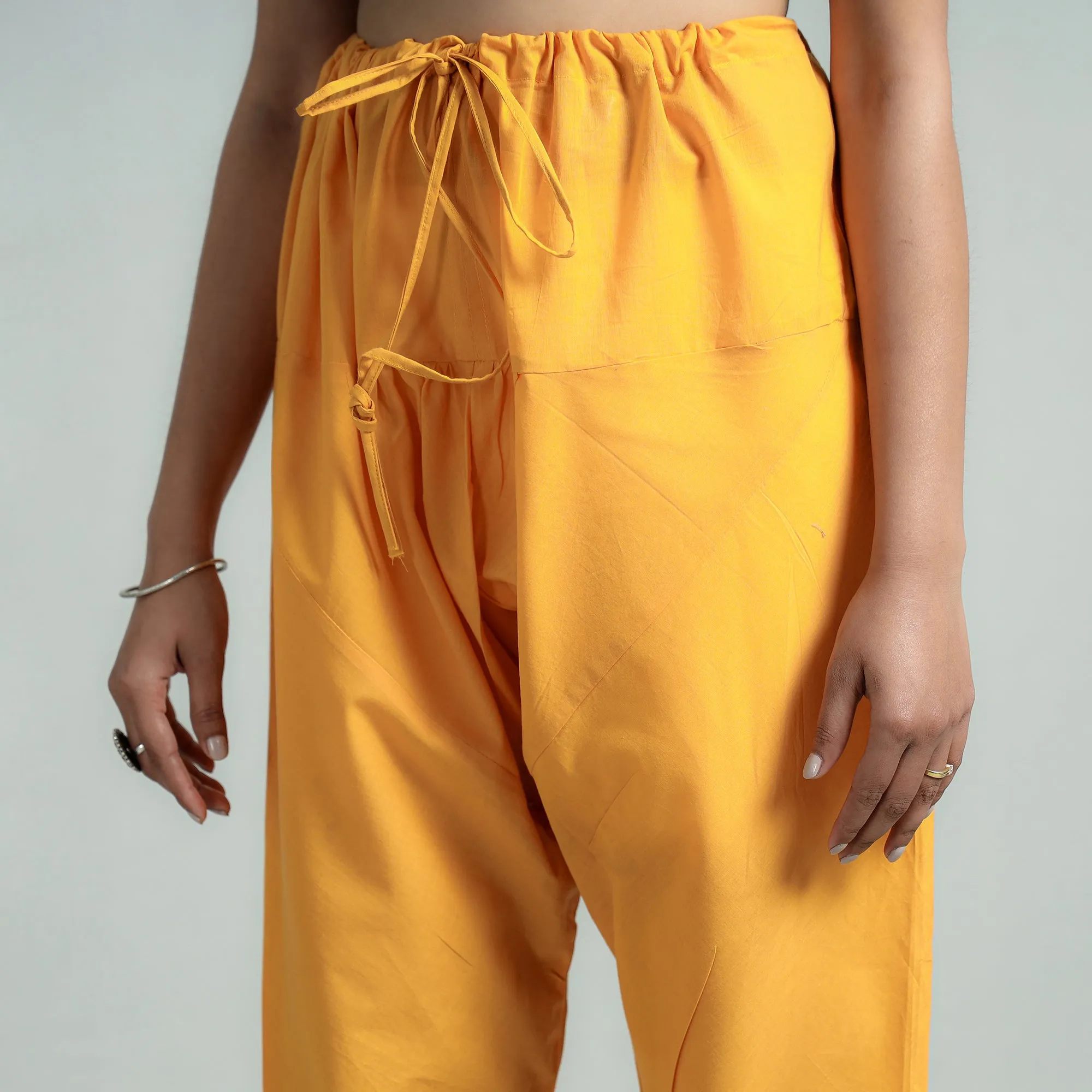 Yellow - Plain Dyed Cotton Ankle Length Churidar