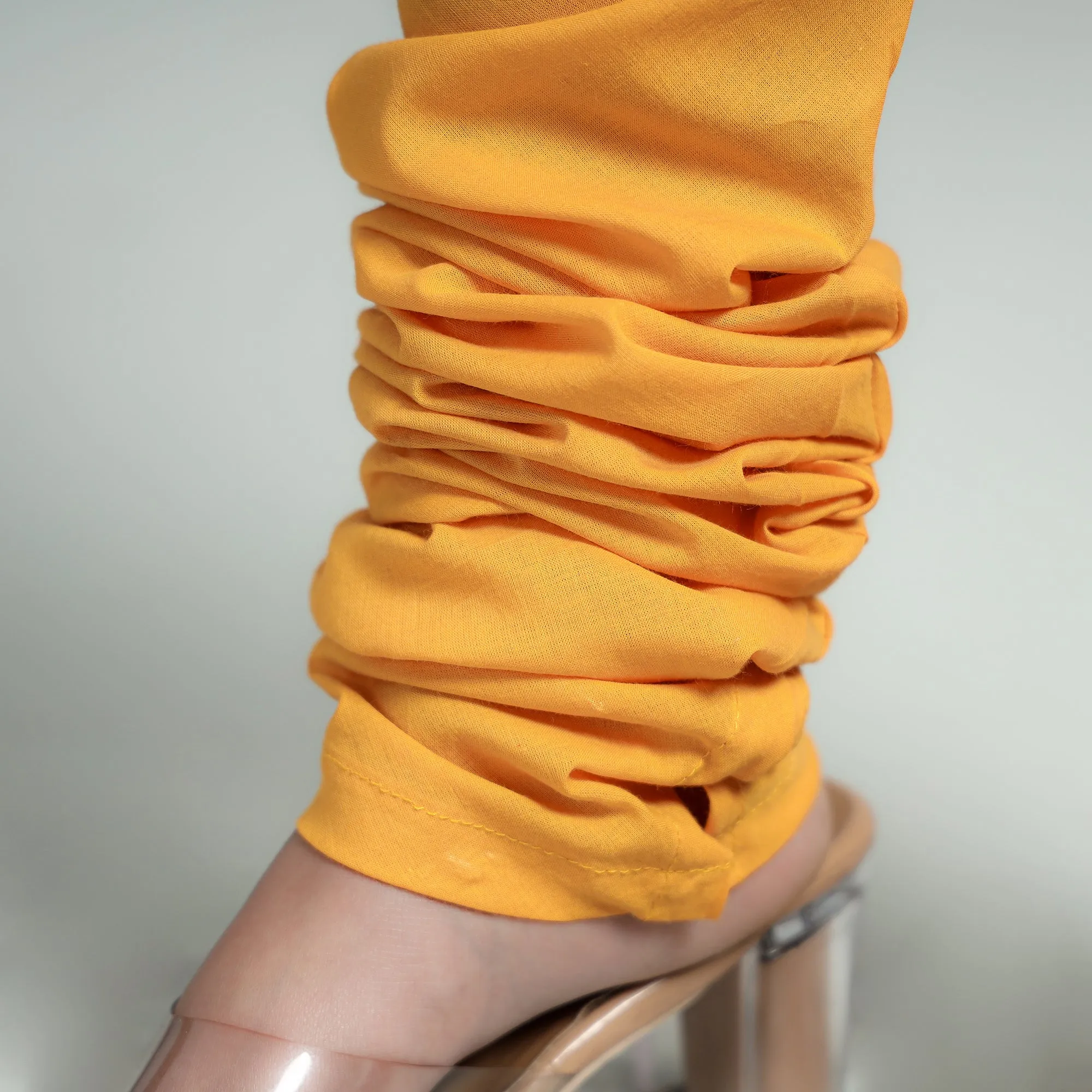 Yellow - Plain Dyed Cotton Ankle Length Churidar