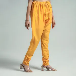 Yellow - Plain Dyed Cotton Ankle Length Churidar