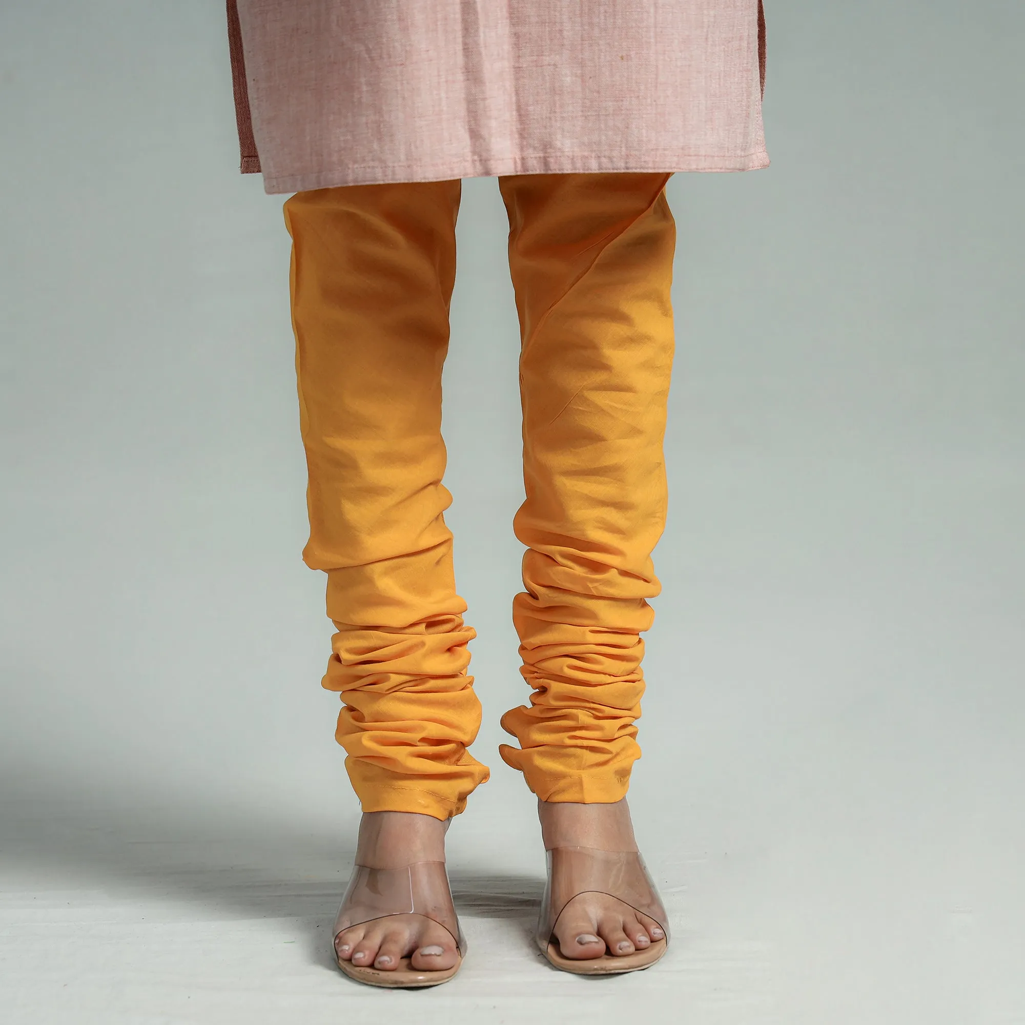 Yellow - Plain Dyed Cotton Ankle Length Churidar