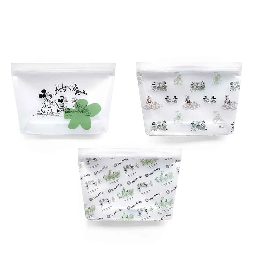 Zippies Lab Mickey Hello Green World Reusable Standup Bag 3's